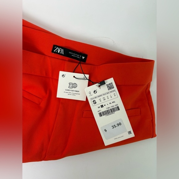 NWT Zara Red Orange Ankle Flare Dress Pants - Picture 3 of 5